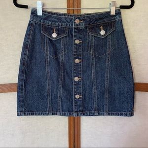 Garage Denim Button Front Mini Skirt - XS
